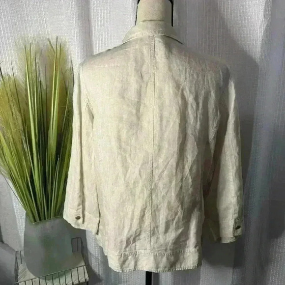 Chicos Women’s 2 US L 100% Linen Snap Closure Lagenlook Long Sleeve Jacket - Picture 7 of 12